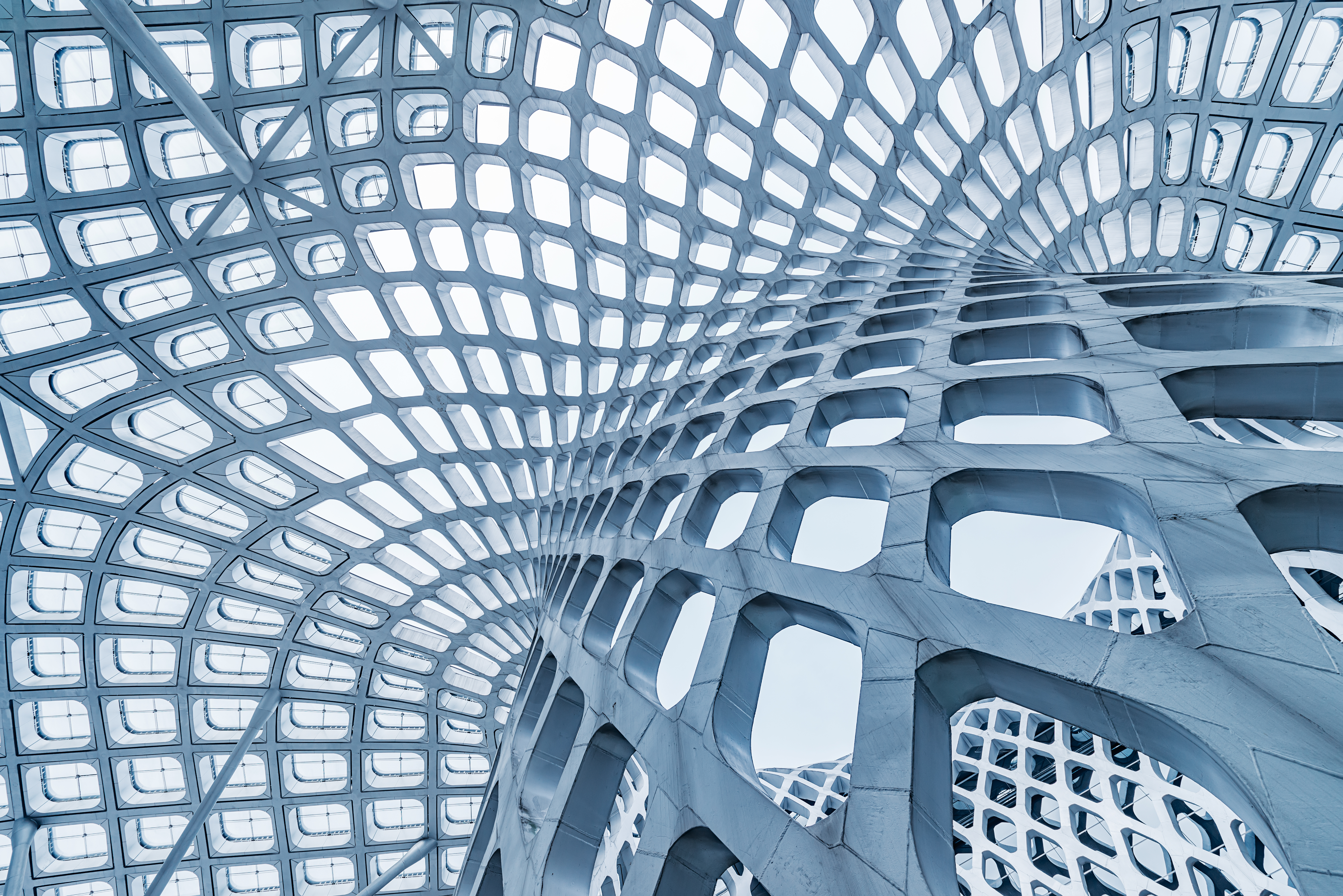 Commercial exchange tower with layered glass facade